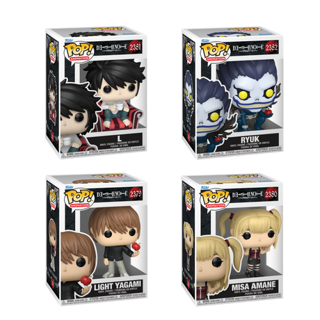 Four Funko Pop! Animation Death Note characters from the Refresh: 4 Pop Bundle by Shak's Pop Shop, featuring detailed anime figures.