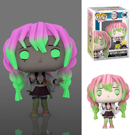 Funko Pop! Animation Demon Slayer Mitsuri Kanroji glow figure, collectible vinyl toy with vibrant details and exclusive design.
