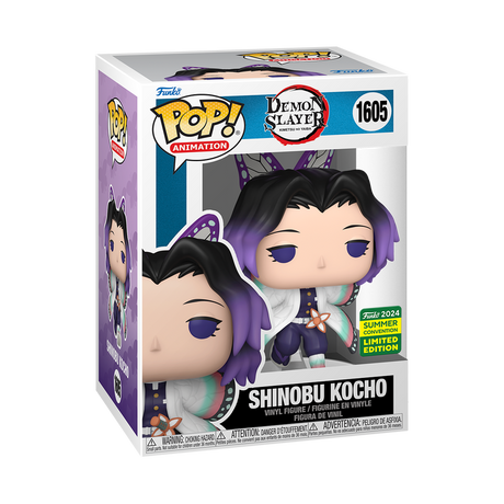Funko Pop! Animation Shinobu Kocho Demon Slayer figure with box imperfection, shared exclusive 2024 SDCC collectible, by Shak's Pop Shop.