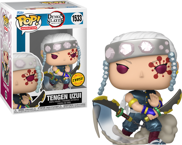 Funko Pop! Animation Demon Slayer Tengen Uzui Metallic Chase figure with detailed metallic finish and vibrant colors.