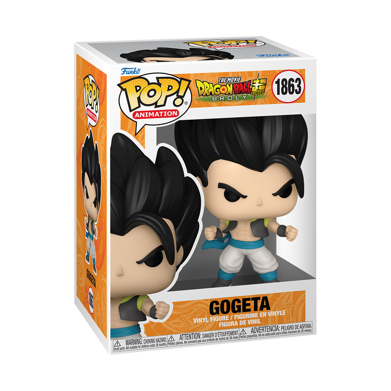 Funko Pop! Animation figure of Gogeta from Dragon Ball Super, featuring vibrant colors and detailed design.