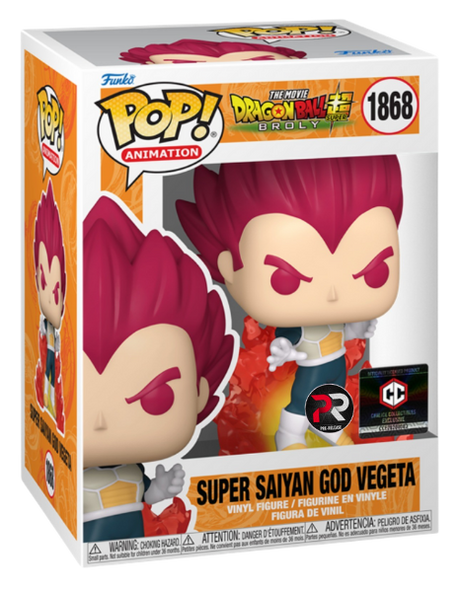Funko Pop! Animation Dragon Ball Super Broly Super Saiyan God Vegeta figure, collectible toy with detailed design, Chalice PR Exclusive