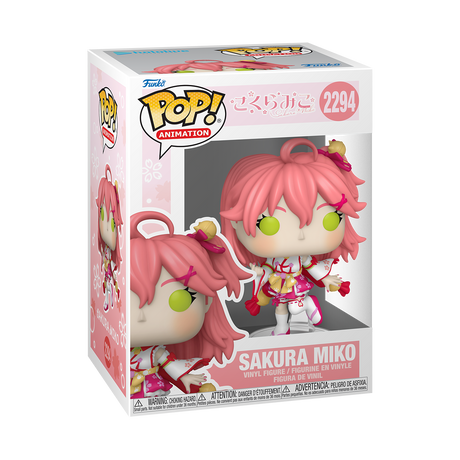 Funko Pop! Animation Hololive Sakura Miko figure with vibrant cosplay costume and signature pink hair, collectible from Shak's Pop Shop