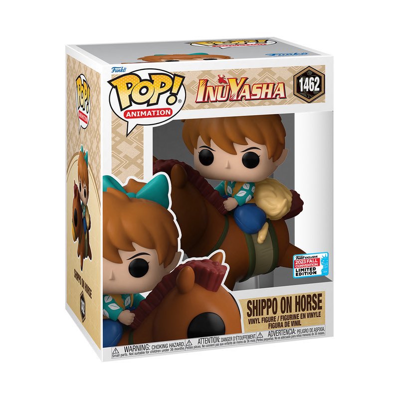 Funko Pop! Animation Inuyasha Shippo on Horse figure, 2023 Fall Convention Exclusive, collectible vinyl toy with vibrant details.