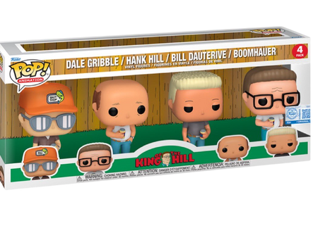 Funko Pop! Animation King of the Hill 4-Pack featuring collectible figures from the animated series, displayed in original packaging.