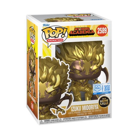 Gold Funko Pop! Animation Izuku Midoriya figure from My Hero Academia, featuring detailed character design and exclusive finish.