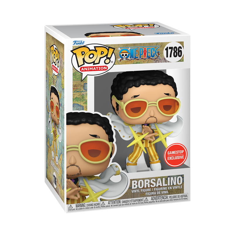 Funko Pop! Animation Borsalino figure from One Piece, collectible vinyl toy with detailed character design, displayed on a white background.