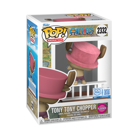 Funko Pop! Animation Chopper from One Piece with flocked fur, Straw Hat Pirates, in special edition packaging, collectible figure.