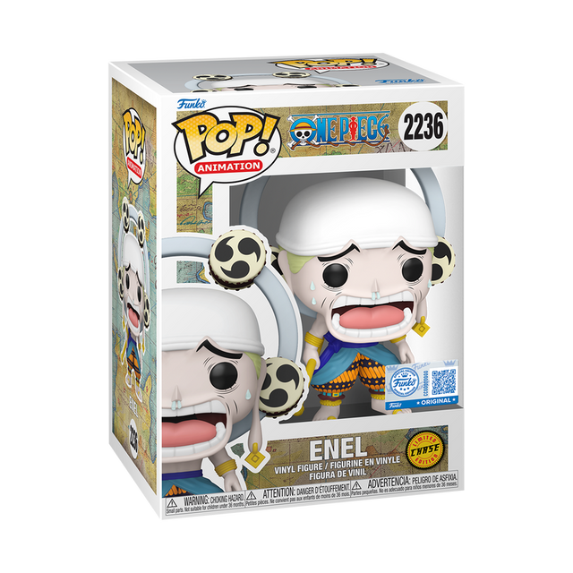 Funko Pop! Animation One Piece Enel Chase figure with box imperfection, collectible toy from Shak's Pop Shop.