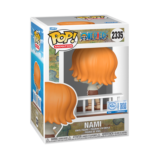 Funko Pop! Animation: One Piece Nami figure with straw hat and pirate outfit, collectible vinyl figure from Shak's Pop Shop.