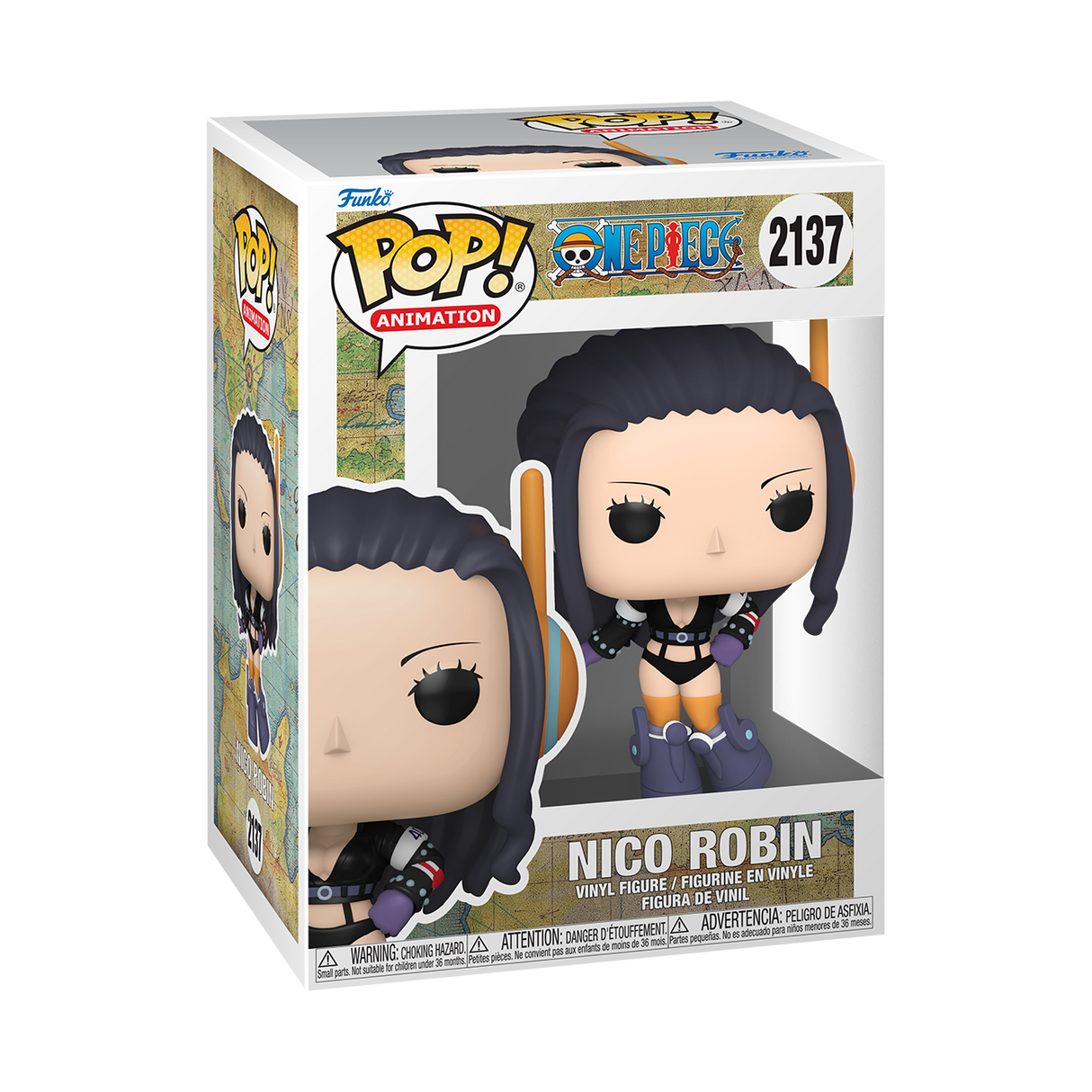 Funko Pop! Animation figure of Nico Robin from One Piece, collectible toy with detailed character design.