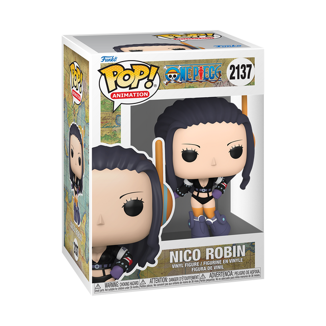 Funko Pop! Animation figure of Nico Robin from One Piece, collectible toy with detailed character design.