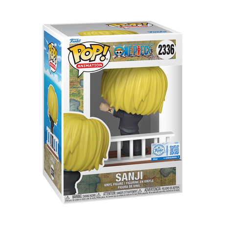 Funko Pop! Animation: One Piece Sanji figure with straw hat and pirate outfit, collectible vinyl figure from Shak's Pop Shop.