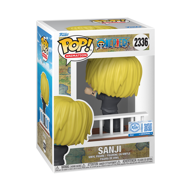 Funko Pop! Animation: One Piece Sanji figure with straw hat and pirate outfit, collectible vinyl figure from Shak's Pop Shop.