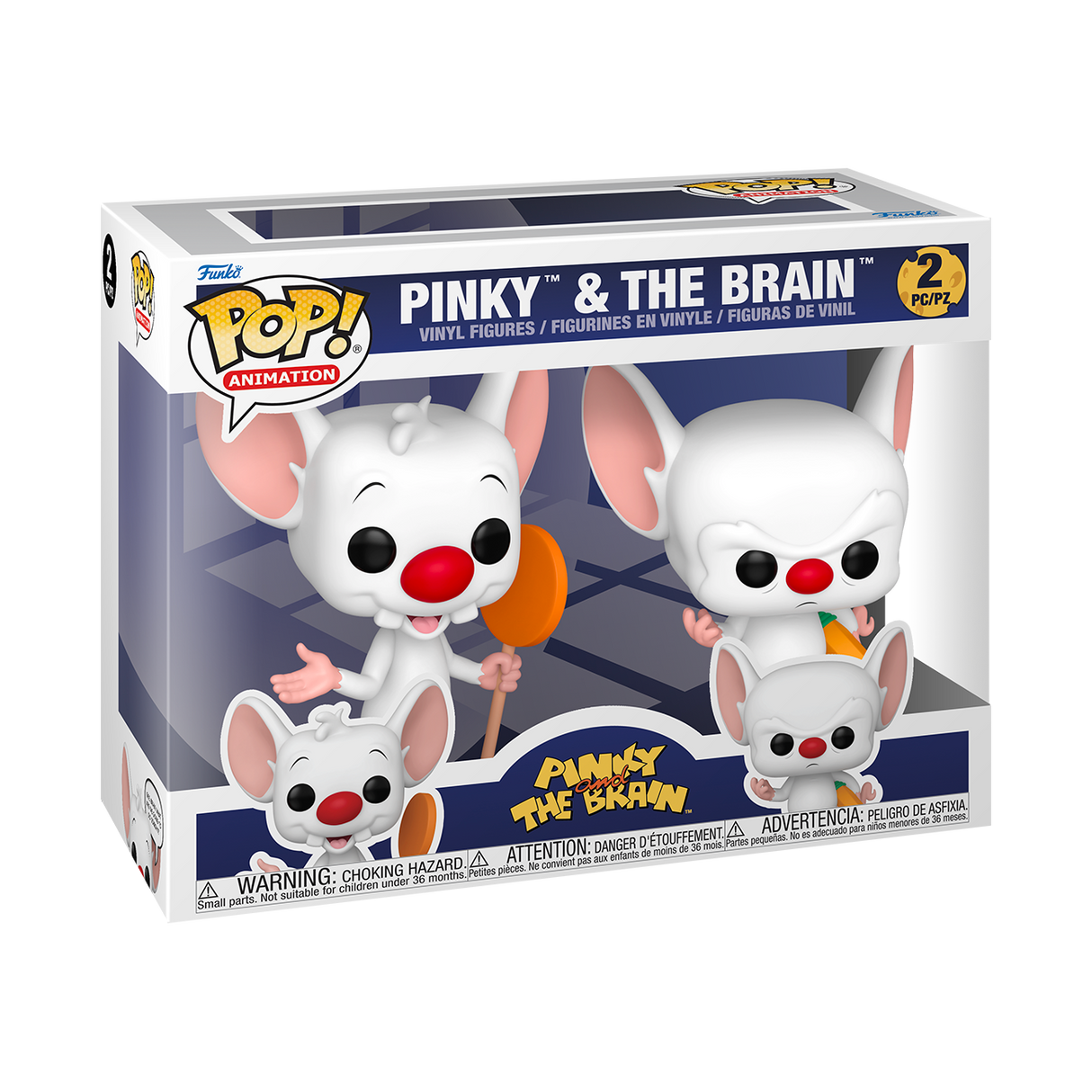 Funko Pop! Pinky and the Brain 2-pack featuring collectible vinyl figures from the Animation series, displayed together.