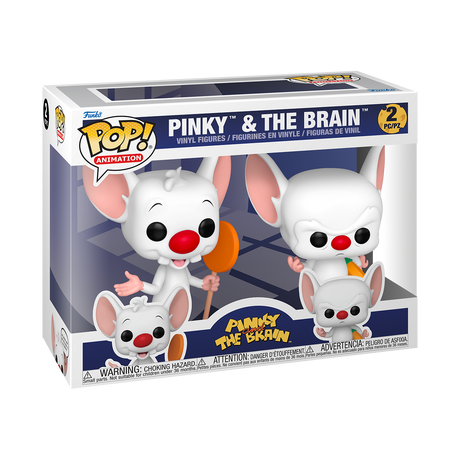 Funko Pop! Pinky and the Brain 2-pack featuring collectible vinyl figures from the Animation series, displayed together.