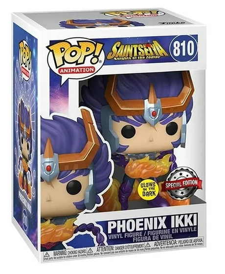 Funko Pop! Animation Saint Seiya Sagittarius Phoenix Ikki glow figure with special edition sticker, featuring detailed design and vibrant colors.