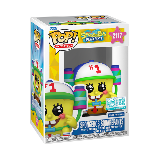 Funko Pop! Animation Spongebob Squarepants figure from Funko Supreme Edition, showing Spongebob with his signature outfit and cheerful expression.