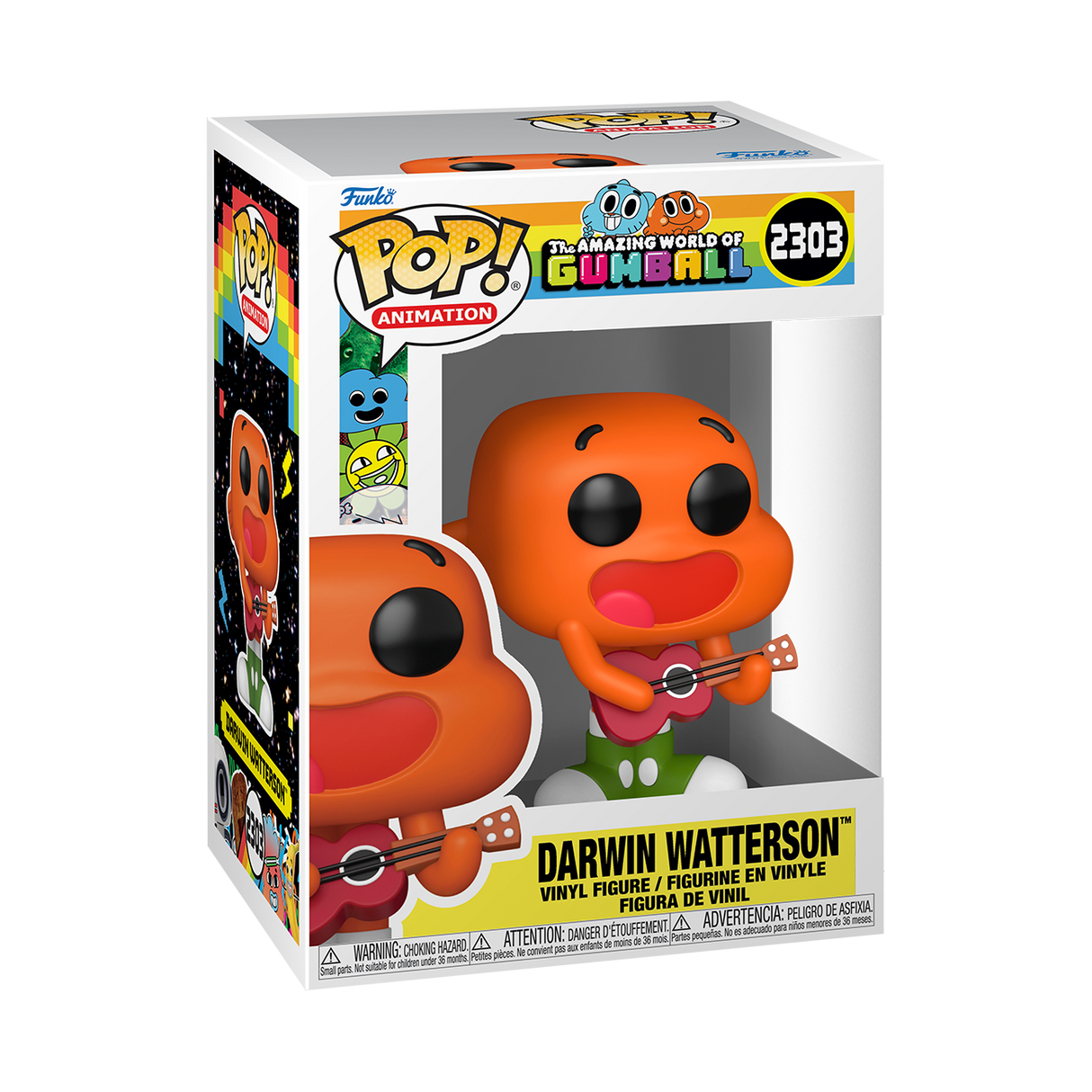 Funko Pop! Animation Darwin Watterson figure from The Amazing World of Gumball, featuring bright colors and detailed character design.