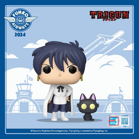 Funko Pop! Animation: Trigun Meryl Stryfe with Kuroneko figure, shared NYCC 2024 exclusive, collectible anime character toy.