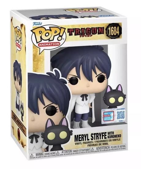 Funko Pop! Animation: Trigun Meryl Stryfe with Kuroneko figure, 2024 NYCC shared exclusive, detailed vinyl collectible.