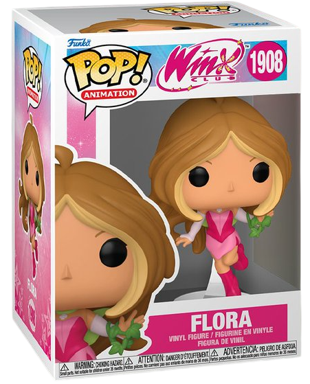 Funko Pop! Animation Winx Club Flora figure with detailed green dress and floral accessories, collectible vinyl toy.