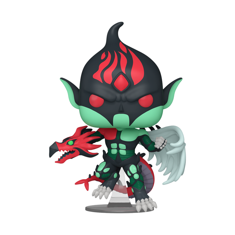 Funko Pop! Animation Yu-Gi-Oh Elemental Hero Flame Wingman figure with SDCC 2024 sticker, collectible vinyl toy by Shak's Pop Shop