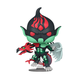 Funko Pop! Animation Yu-Gi-Oh Elemental Hero Flame Wingman figure with SDCC 2024 sticker, collectible vinyl toy by Shak's Pop Shop