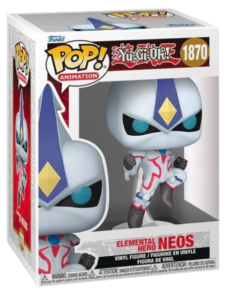Funko Pop! Animation Yu-Gi-Oh Elemental Hero Neos figure with detailed design, featuring bright colors and iconic hero pose.
