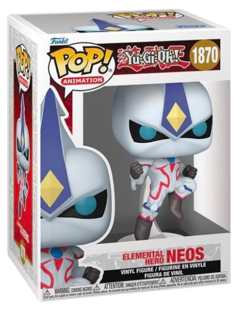 Funko Pop! Animation Yu-Gi-Oh Elemental Hero Neos figure with detailed design, featuring bright colors and iconic hero pose.