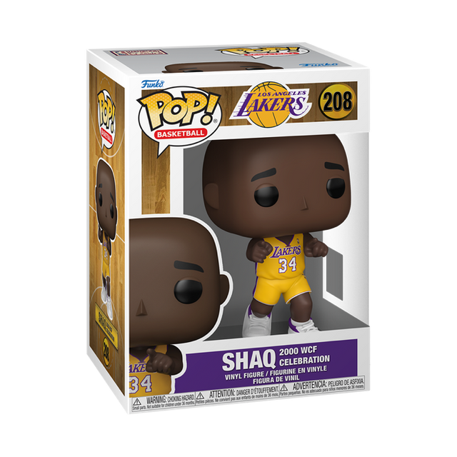 Funko Pop! NBA LA Lakers Shaq 2000 WCF Celebration figure by Shak's Pop Shop, featuring Shaq in Lakers basketball uniform.