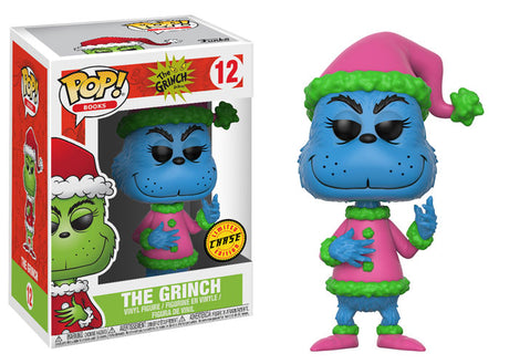 Funko Pop! Books The Grinch (Blue) Chase figure by Shak's Pop Shop, featuring the iconic Grinch in blue color with book-themed details.