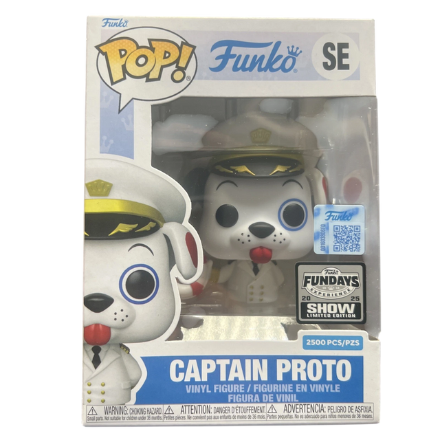 Funko Pop! Captain Proto figure from Shak's Pop Shop, LE 2,500, exclusive for Funko Fundays 2025 show, with box imperfection.
