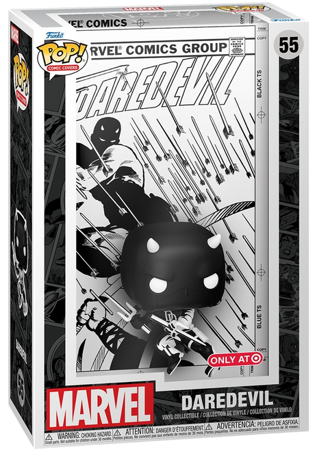 Funko Pop! Marvel's Daredevil comic cover figure, exclusive to Target, from Shak's Pop Shop, featuring Daredevil in comic book style.