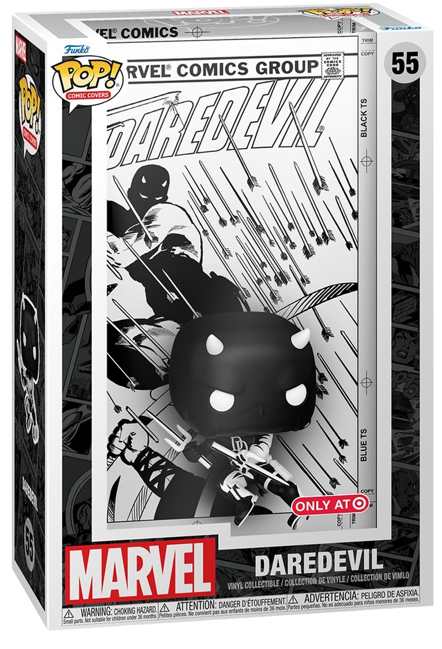 Funko Pop! Marvel's Daredevil comic cover figure, exclusive to Target, from Shak's Pop Shop, featuring Daredevil in comic book style.