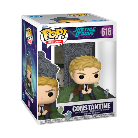 Funko Pop! Deluxe Justice League Dark Constantine figure featuring detailed design and iconic character pose.