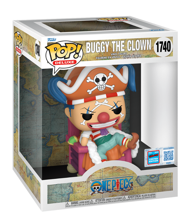 Funko Pop! Deluxe Buggy the Clown figure from One Piece, 2024 NYCC Convention Exclusive, featuring detailed design and vibrant colors.