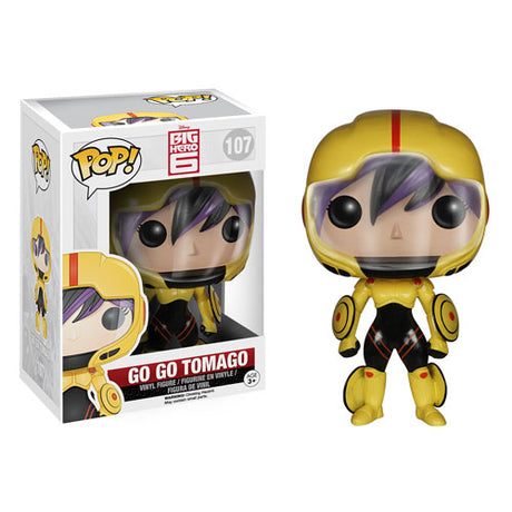 Funko Pop! Disney Big Hero 6 Go Go Tomago figure with box imperfections, collectible vinyl toy from Shak's Pop Shop.