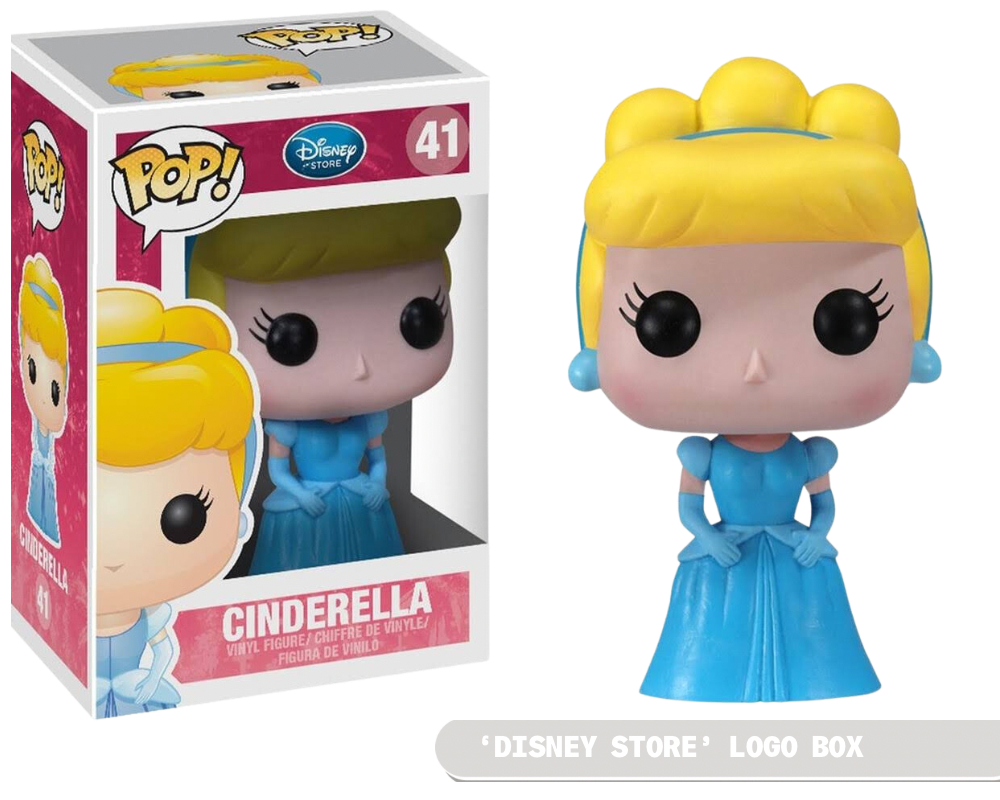 Funko Pop! Disney Cinderella figure with Disney Store logo, showing box imperfection, from Shak's Pop Shop.