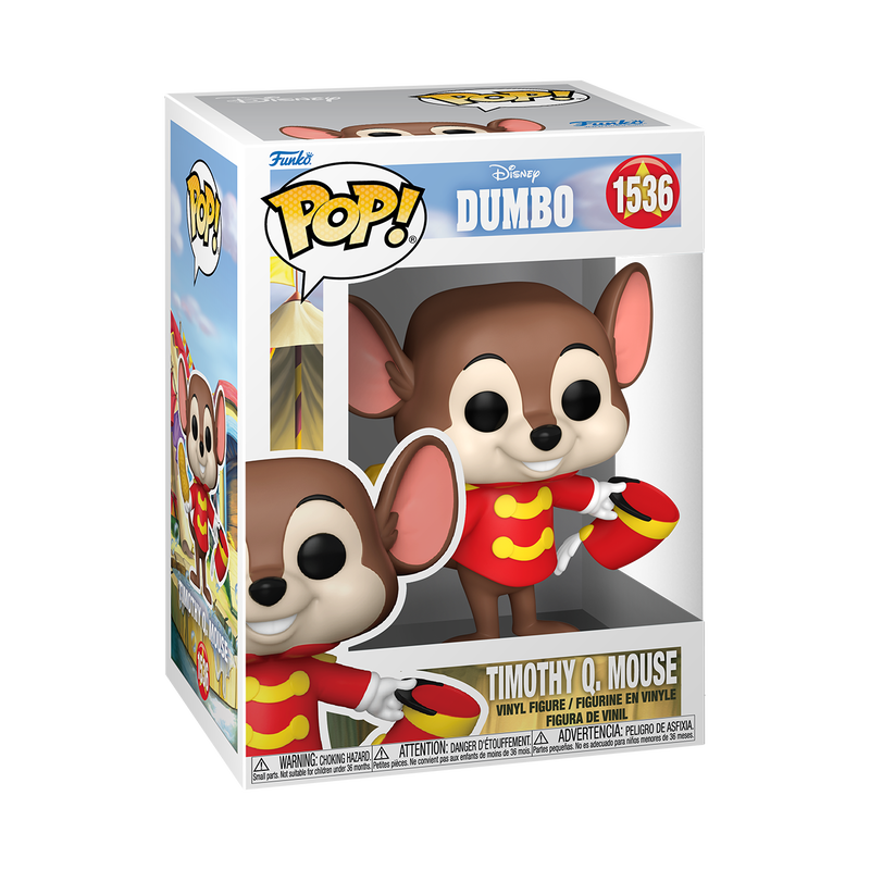 Funko Pop! Disney Dumbo figure featuring Timothy Q. Mouse, collectible vinyl toy with detailed Disney character design.