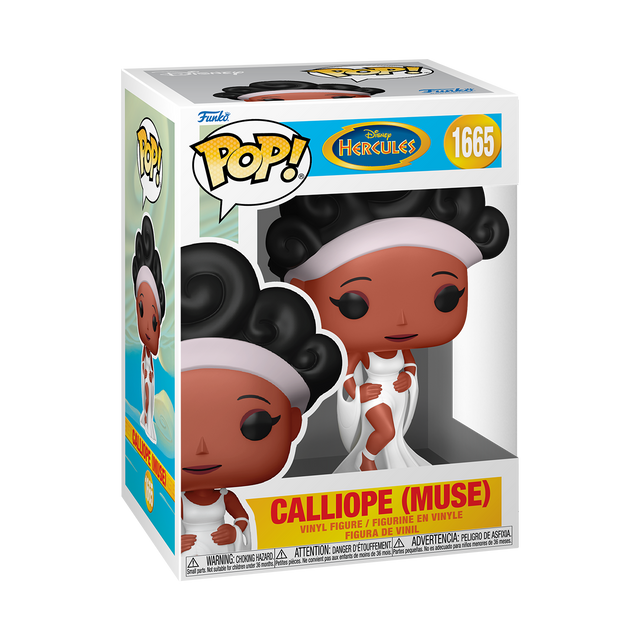 Funko Pop! Disney Hercules Calliope Muse figure, collectible toy from Shak's Pop Shop featuring character with musical instrument
