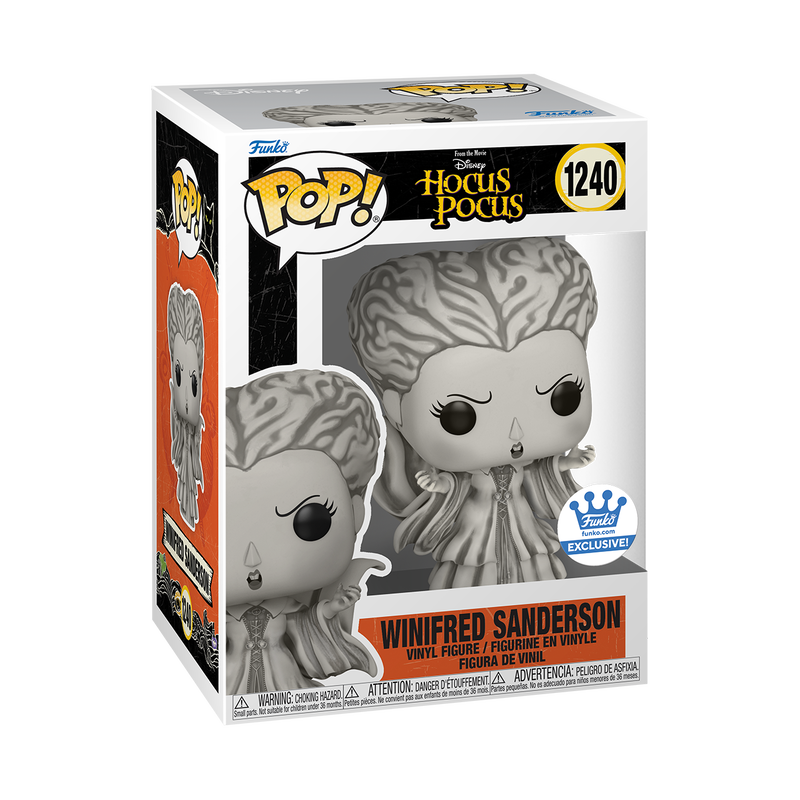 Funko Pop! Disney Hocus Pocus Winfred Sanderson figure with stone appearance, exclusive from Shak's Pop Shop, box with imperfection.