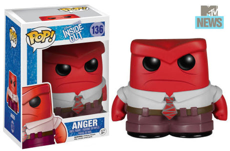 Funko Pop! Disney Inside Out Anger figure with bright orange skin and angry facial expression, collectible toy from Shak's Pop Shop
