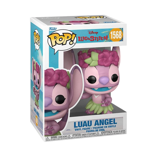 Funko Pop! Disney Lilo and Stitch Luau Angel figure from Shak's Pop Shop, featuring Stitch with angel wings and a festive lei.