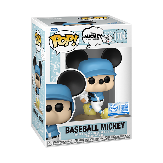 Funko Pop! Disney Mickey and Friends New York Baseball Mickey figure, special edition Funko collectible with baseball uniform.