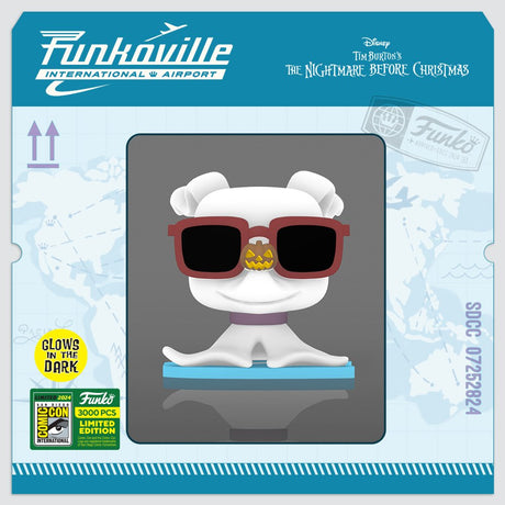 Funko Pop! Disney Nightmare Before Christmas Zero with sunglasses, glow-in-the-dark, limited edition 3,000, SDCC 2024 sticker, collectible figure