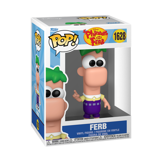 Funko Pop! Disney Phineas and Ferb Ferb figure with box imperfection, featuring cartoon character design in collectible vinyl style.