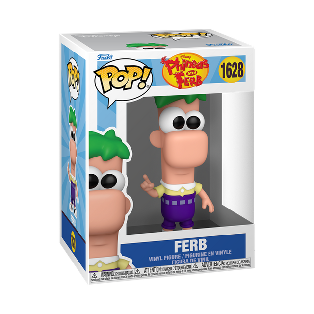 Funko Pop! Disney Phineas and Ferb Ferb figure with box imperfection, featuring cartoon character design in collectible vinyl style.