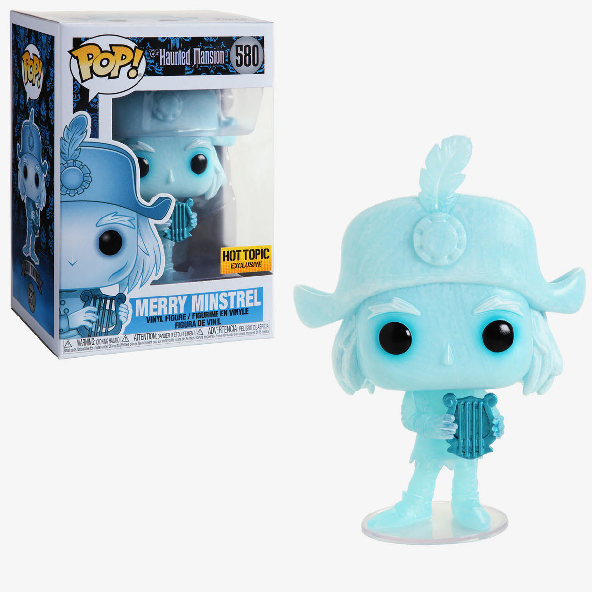 Funko Pop! Disney The Haunted Mansion Merry Minstrel figure, Hot Topic Exclusive, collectible vinyl toy with detailed character features.