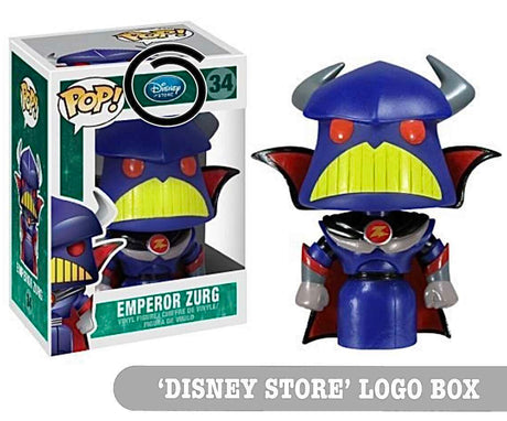 Funko Pop! Disney Toy Story Emperor Zurg figure, non-bobblehead, with Disney Store logo, collectible toy from Shak's Pop Shop.